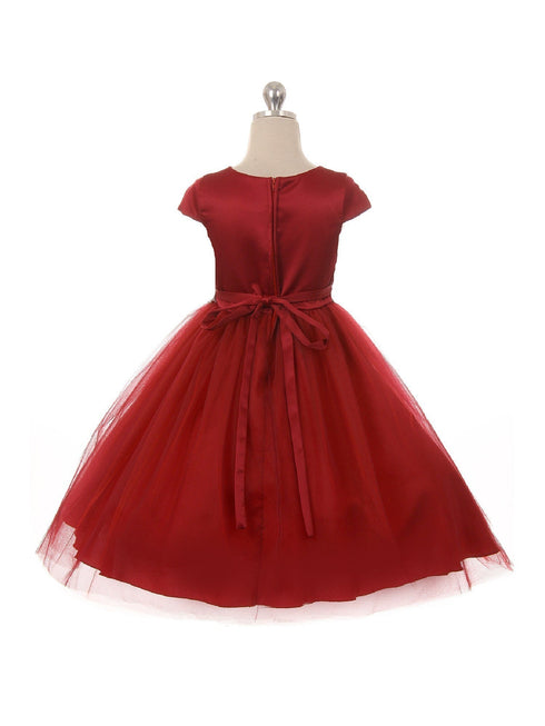 Kids Dream Big Girls Red Satin Tulle Rhinestone Christmas Dress 8-14 - SophiasStyle.com
